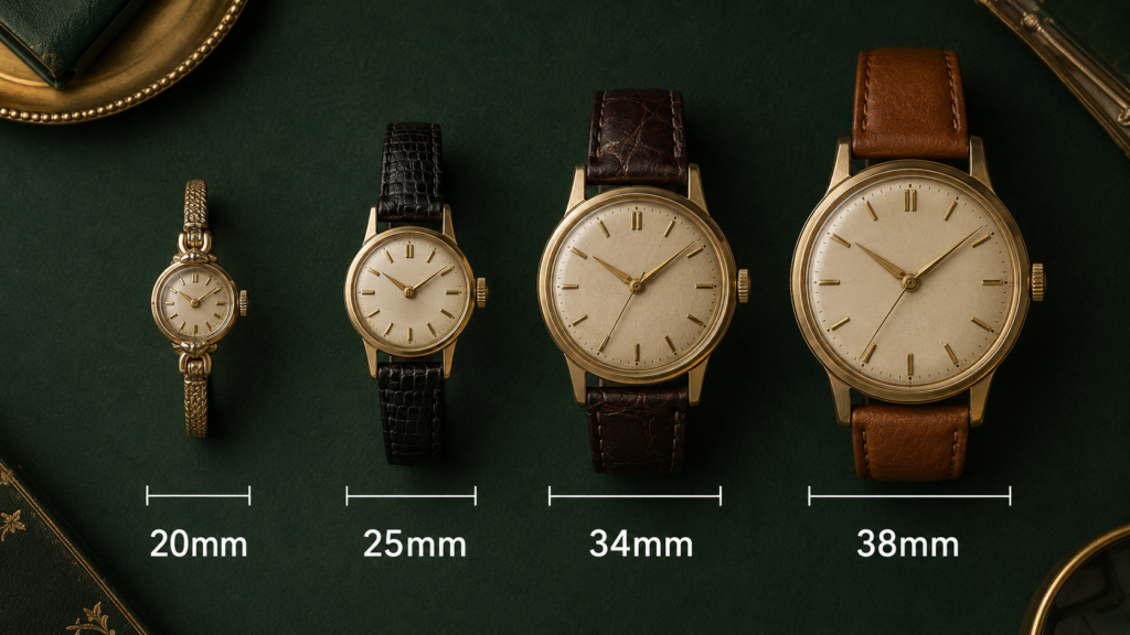 vintage watch sizes
